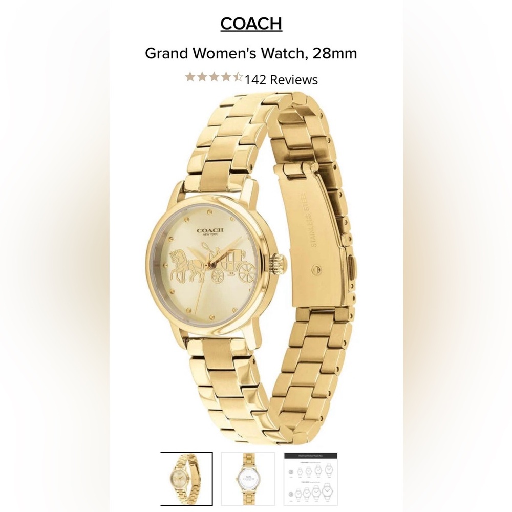 Coach Gold Watch with Carriage Design